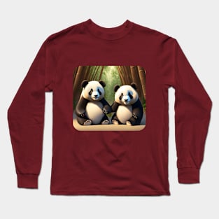 Cute panda bear friends Long Sleeve T-Shirt